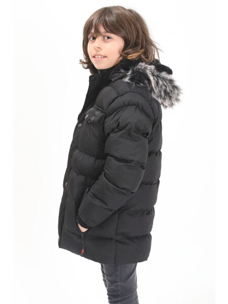 Black Boys' Puffer Jacket with Pocket Cover 15484 - 7