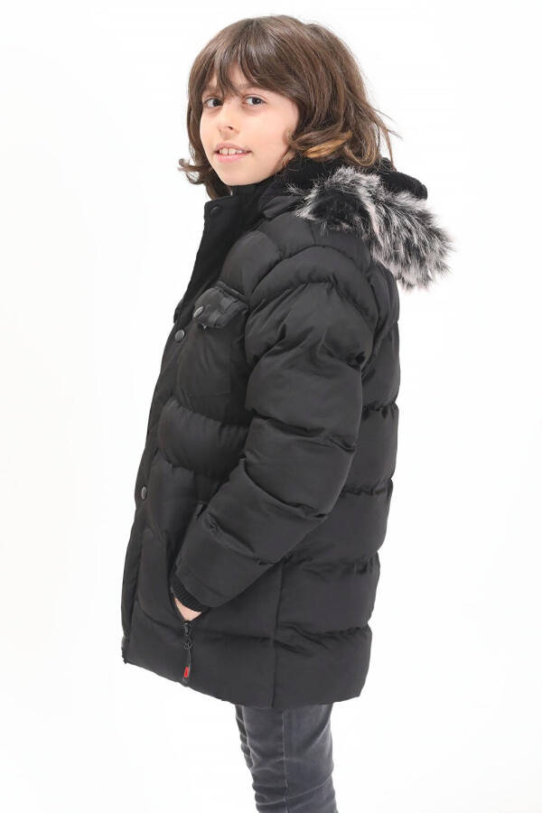 Black Boys' Puffer Jacket with Pocket Cover 15484 - 12