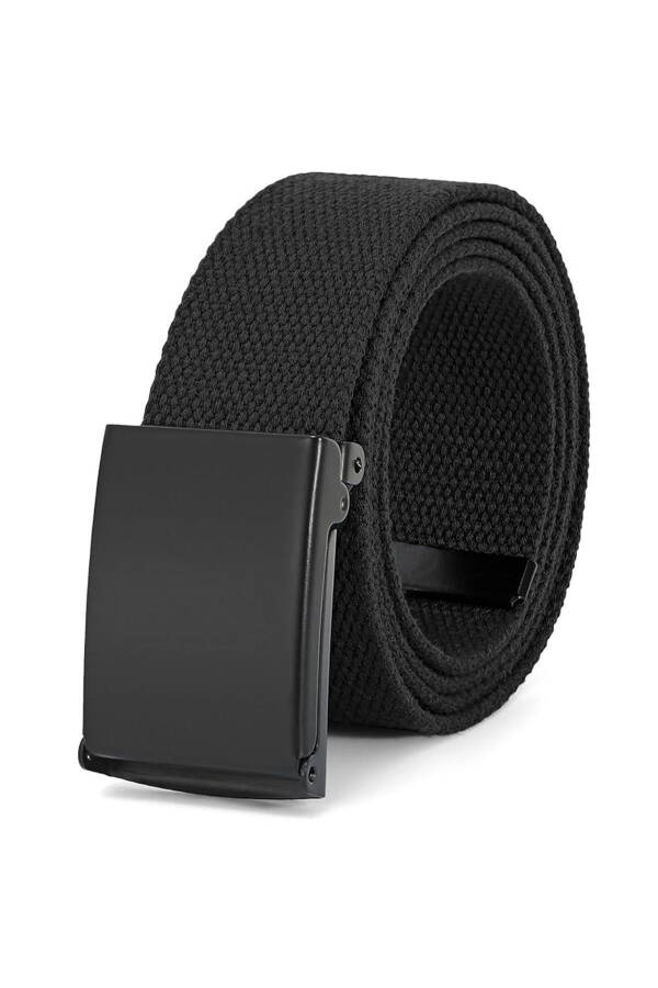 Black Buckle Black Woven Tactical Canvas Sport Denim Belt - 1