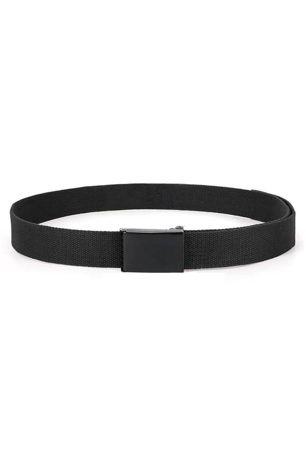 Black Buckle Black Woven Tactical Canvas Sport Denim Belt - 2