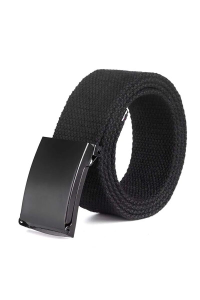 Black Buckle Black Woven Tactical Canvas Sport Denim Belt - 4