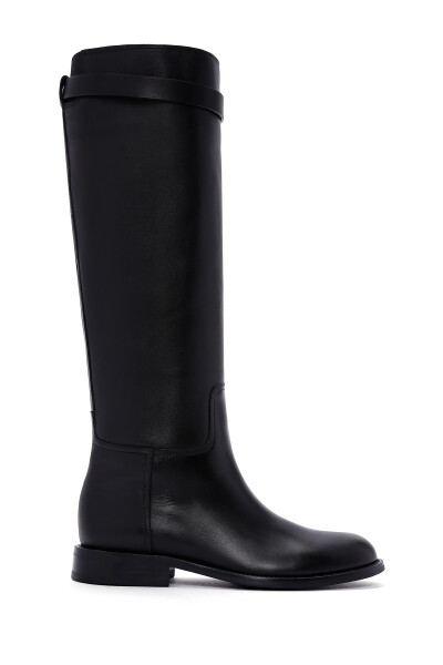 Black buckle detail leather boots - 1