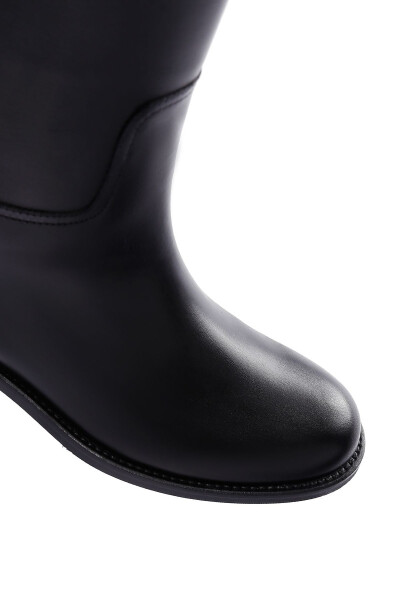 Black buckle detail leather boots - 2