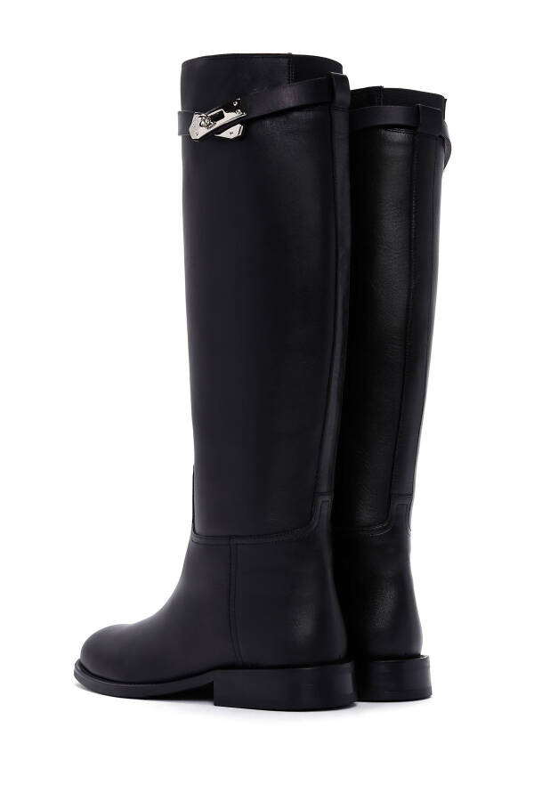 Black buckle detail leather boots - 8