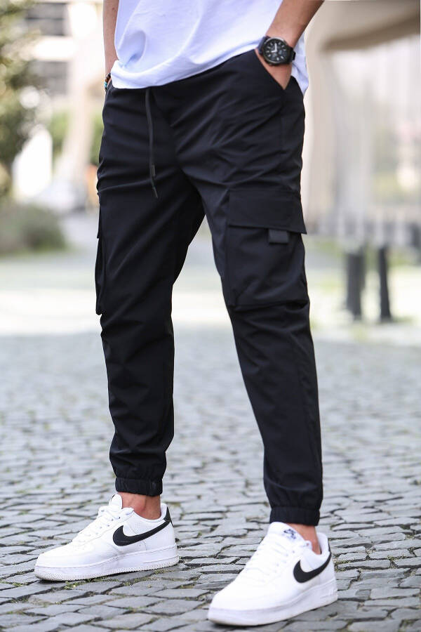 Black Cargo Pocket Men's Jogger Pants 5461 - 2