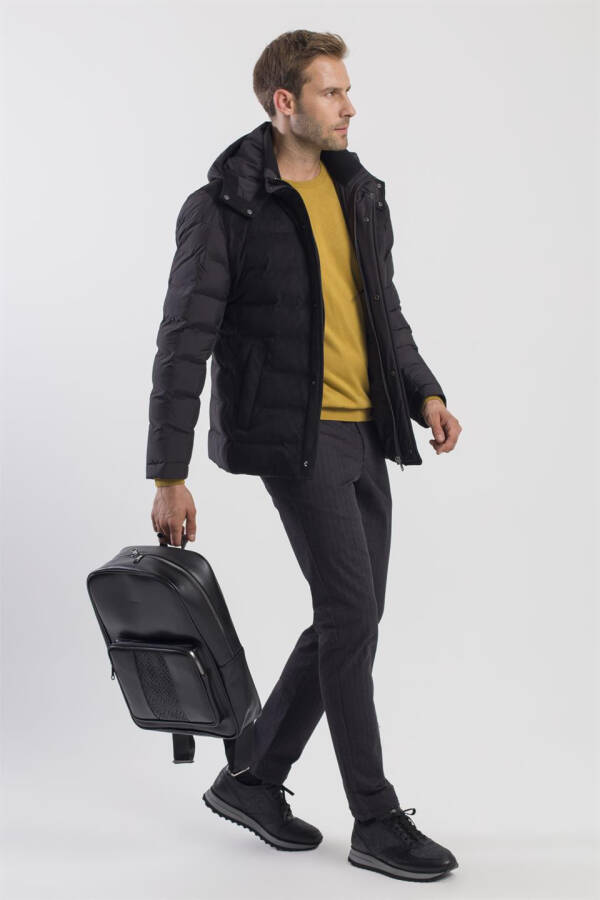 Black casual backpack with zipper. - 2