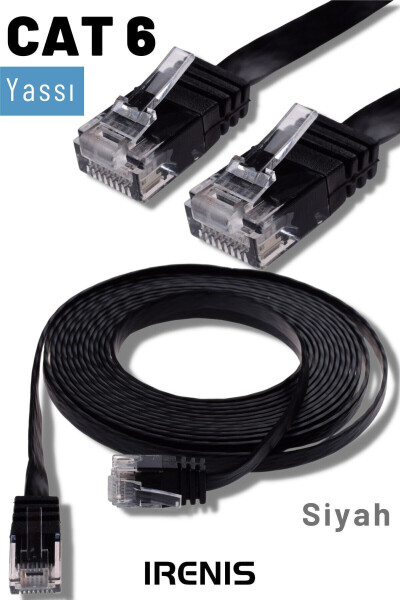 Black Cat6 Flat Ethernet (network) Cable 15 Meters - 6