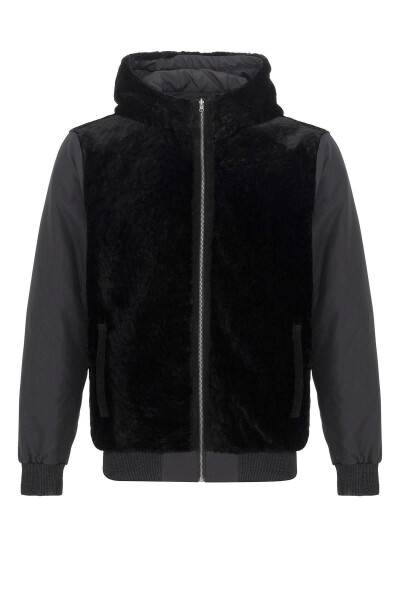 Black Chris Double-Sided Hooded Wool Men's Jacket - 7