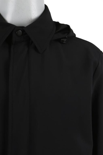 Black Comfort Fit Hooded Hidden Zipper Classic Model Jacket - 10