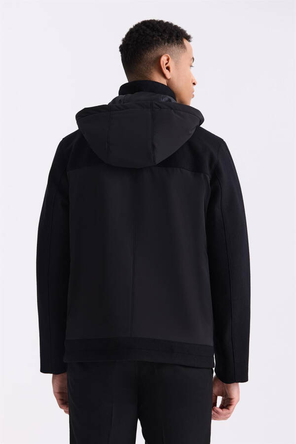 Black Comfort Fit Hooded Zipper Detailed Winter Jacket - 4