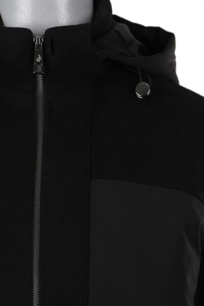 Black Comfort Fit Hooded Zipper Detailed Winter Jacket - 14