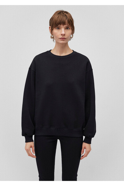 Black Crew Neck Basic Sweatshirt 1610198-900 - 3