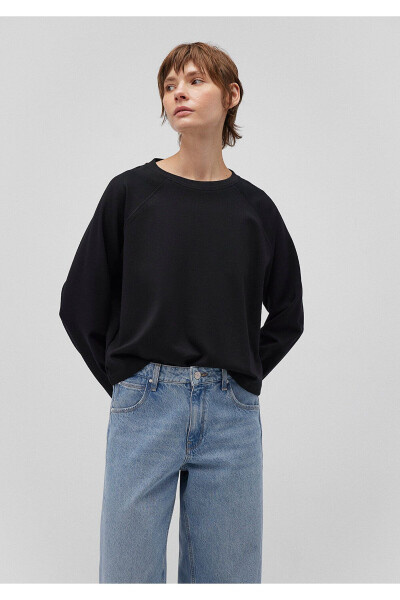 Black crew neck sweatshirt (1s10150-900) - 2