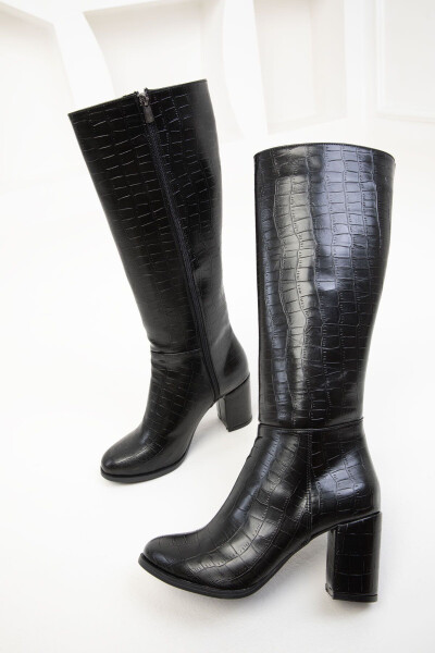 Black Crocodile Women's Boots - 2