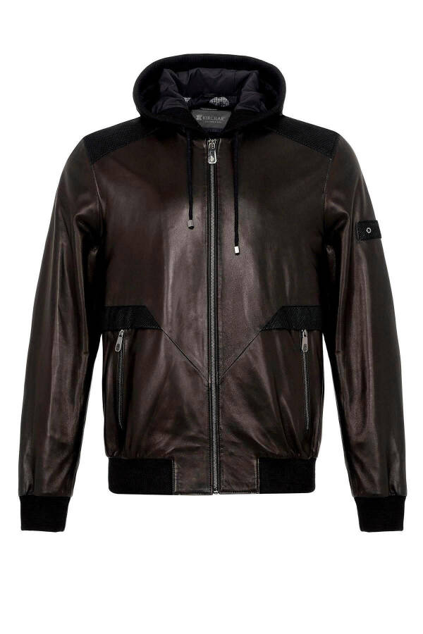 Black Dexter Hooded Men's Genuine Leather Jacket - 6