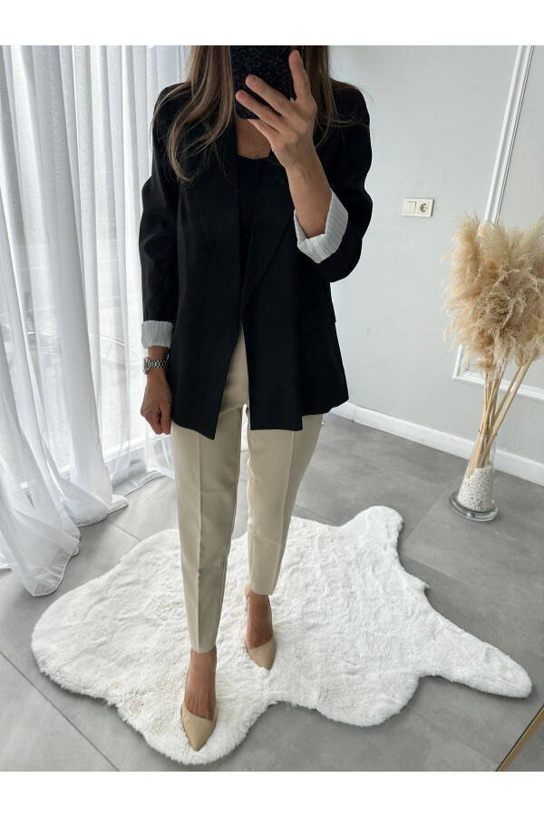 Black Double-Breasted Blazer Jacket - 9