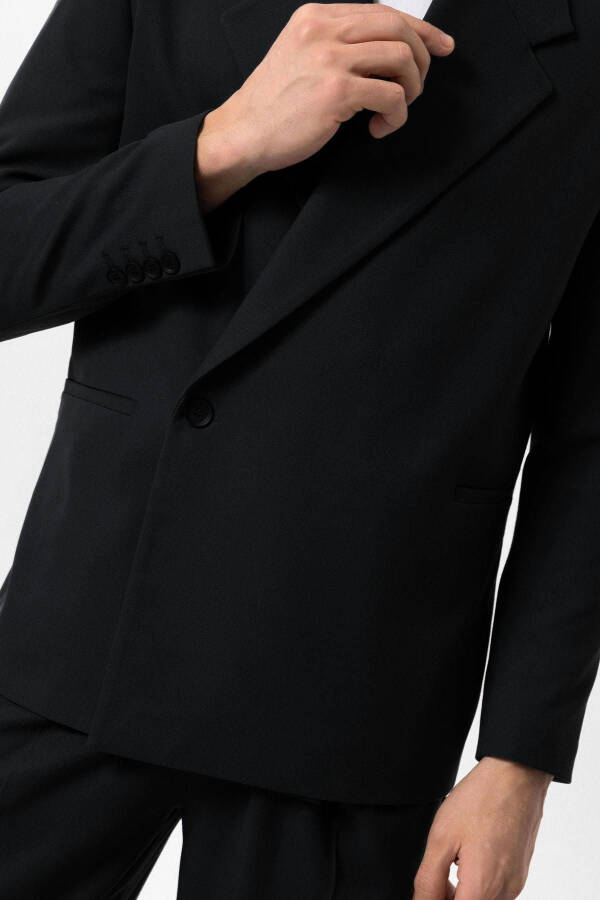 Black Double-Breasted Flap Pocket Men's Blazer Jacket - 19