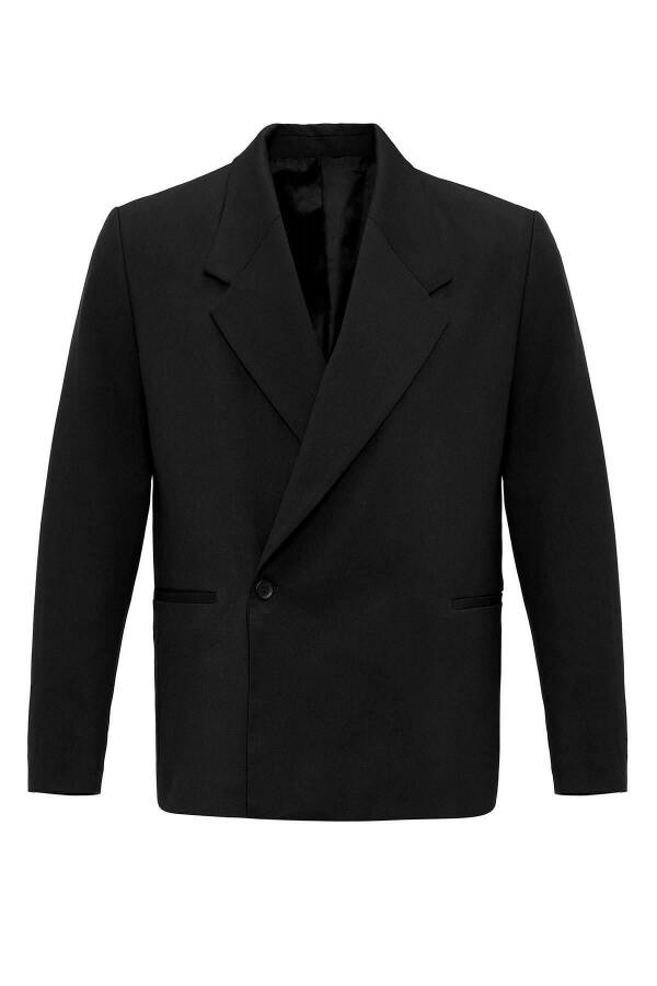 Black Double-Breasted Flap Pocket Men's Blazer Jacket - 21