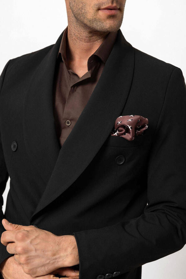 Black Double-Breasted Regular Fit Men's Blazer Jacket - 4