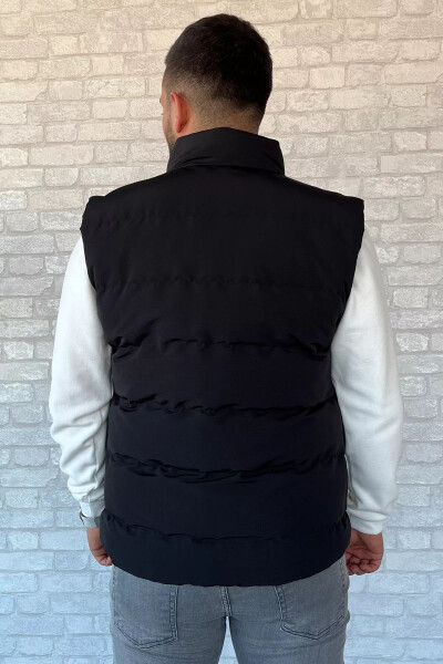 Black embroidered puffer vest - 4