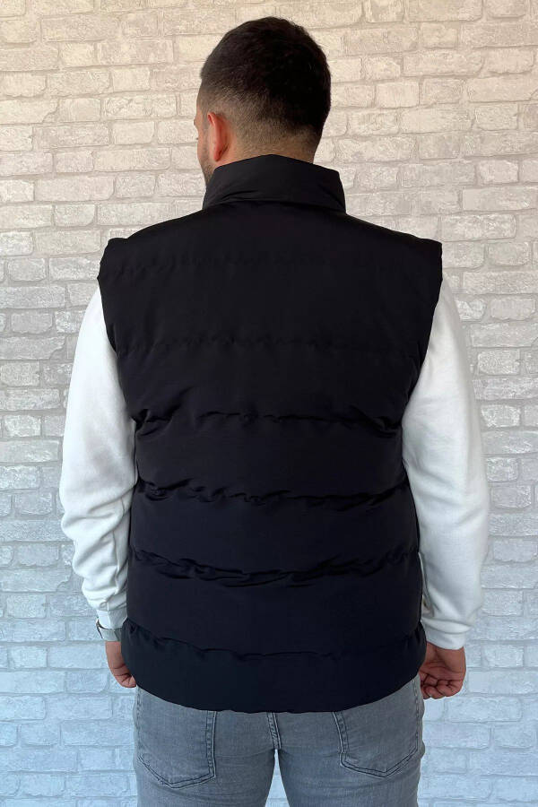 Black embroidered puffer vest - 4