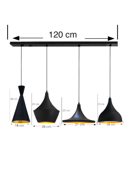 Black Four-Light Magna Chandelier Pendant Dining Tabletop Indoor Bakery Office Shop Modern Restaurant - 31