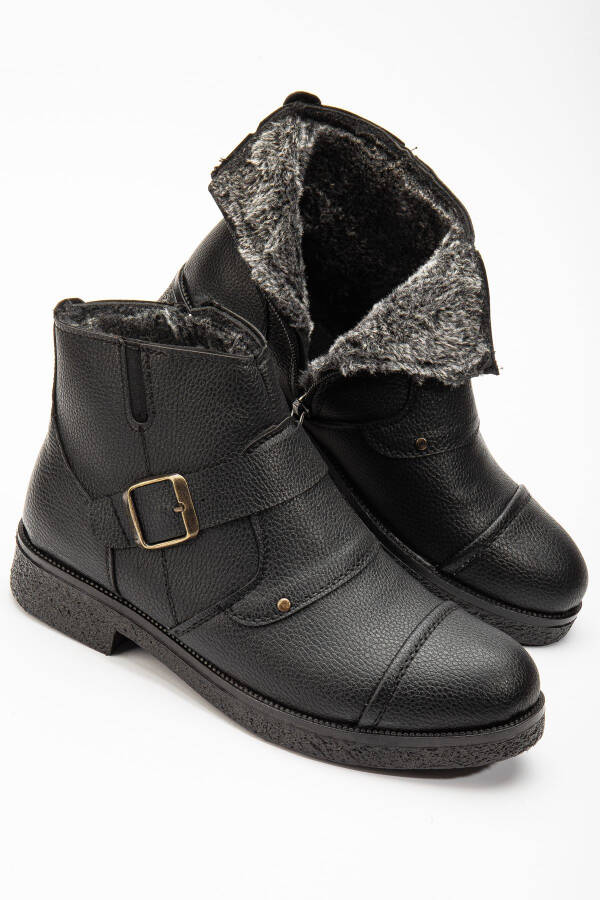 Black Fur Lined Daily Comfortable Cold and Waterproof Durable Guaranteed Non-Slip Sole Boot - 8