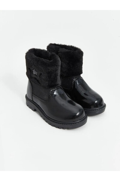 Black fur-lined girls' boots - 5