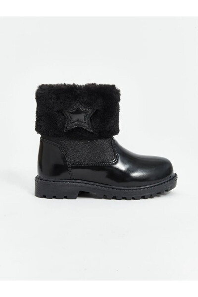 Black fur-lined girls' boots - 6