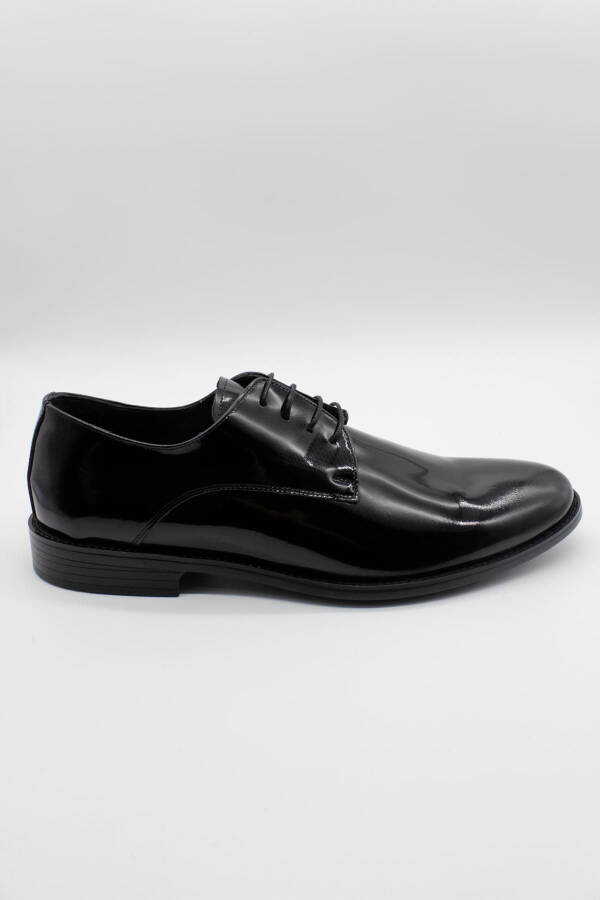 Black Genuine Leather Patent Lace-Up Tuxedo Groom Shoes 1033240178 - 9