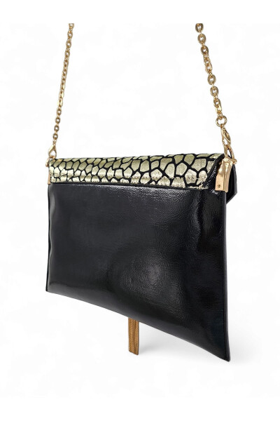 Black & Gold Spotted Chain Strap Women's Portfolio & Clutch Bag - 12