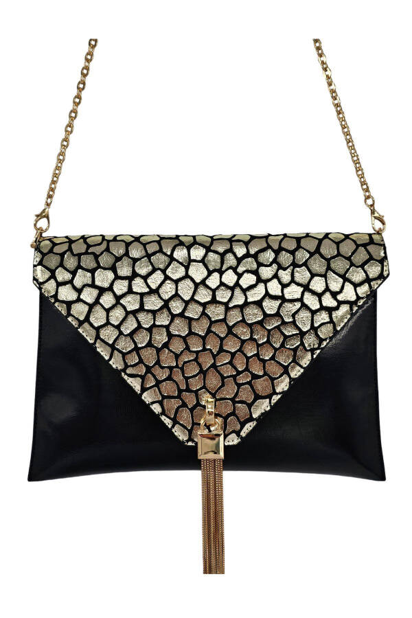 Black & Gold Spotted Chain Strap Women's Portfolio & Clutch Bag - 5