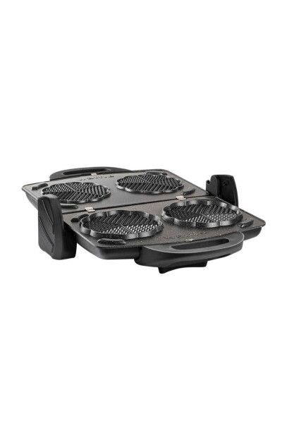 Black Grill and Toaster with Granite Waffle and Smooth Plates - 3