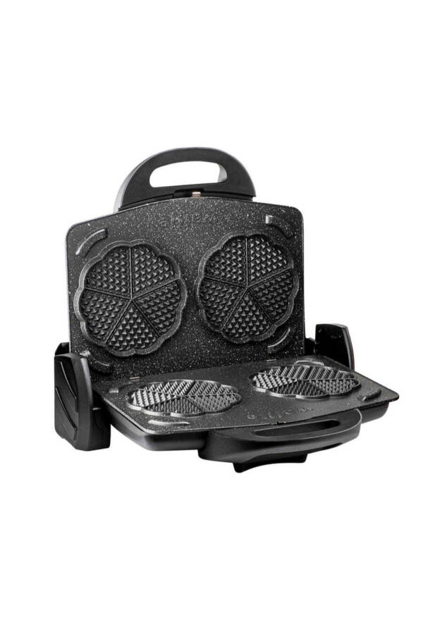 Black Grill and Toaster with Granite Waffle and Smooth Plates - 4