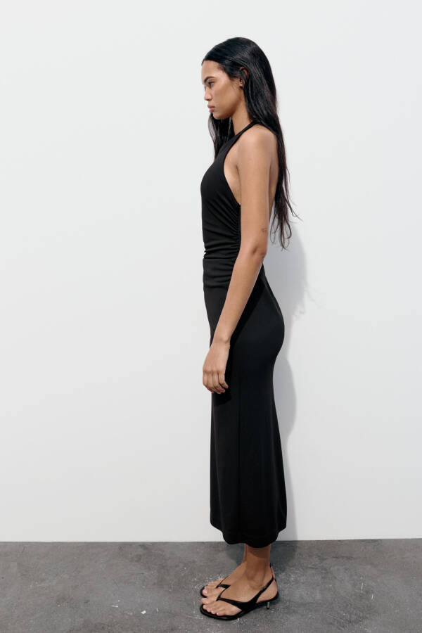 Black Halter Neck Backless Dress - 18