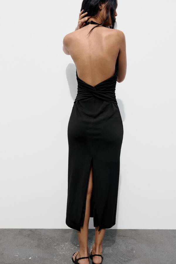 Black Halter Neck Backless Dress - 19