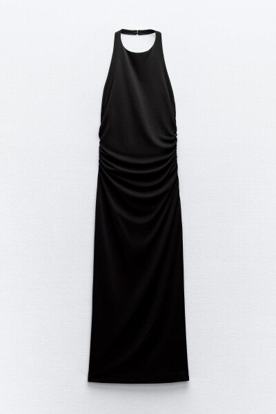 Black Halter Neck Backless Dress - 9