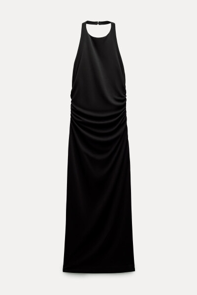 Black Halter Neck Backless Dress - 11