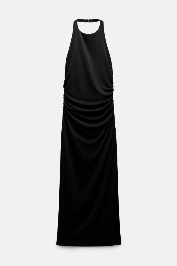 Black Halter Neck Backless Dress - 11