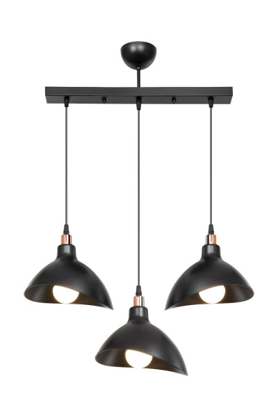 Black Hanging Chandelier Kitchen Living Room Cafe Bar Bedroom Corridor Lamp 3-Piece Row - 4