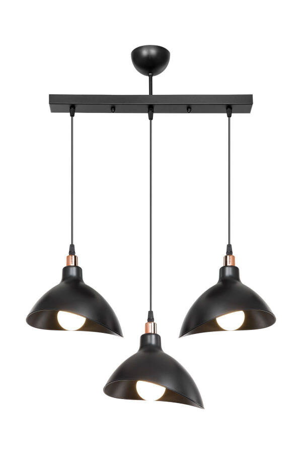 Black Hanging Chandelier Kitchen Living Room Cafe Bar Bedroom Corridor Lamp 3-Piece Row - 4