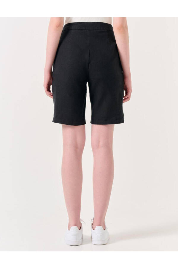 Black High Waisted Linen Shorts - 18