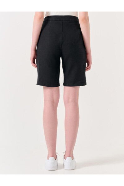 Black High Waisted Linen Shorts - 12