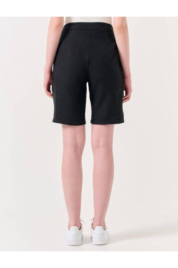 Black High Waisted Linen Shorts - 25