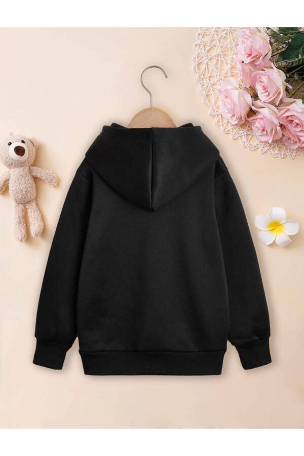 Black Hooded Sweatshirt with ''Ballet Dancer'' Print for Girls - 2