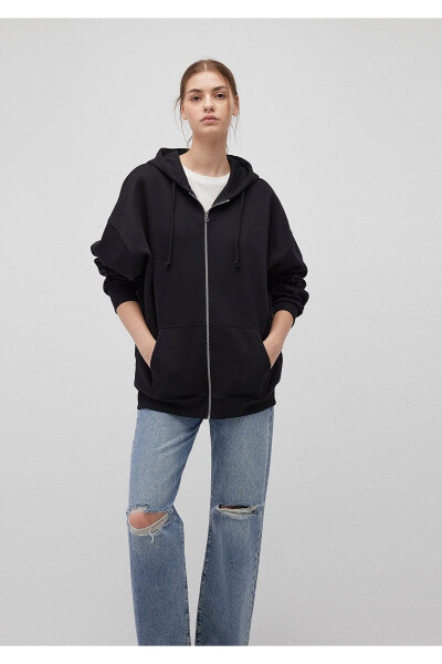 Black Hooded Zip Sweatshirt 1610221-900 - 23