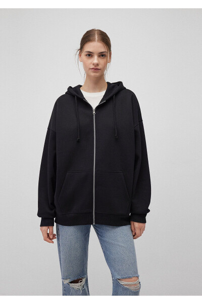 Black Hooded Zip Sweatshirt 1610221-900 - 24