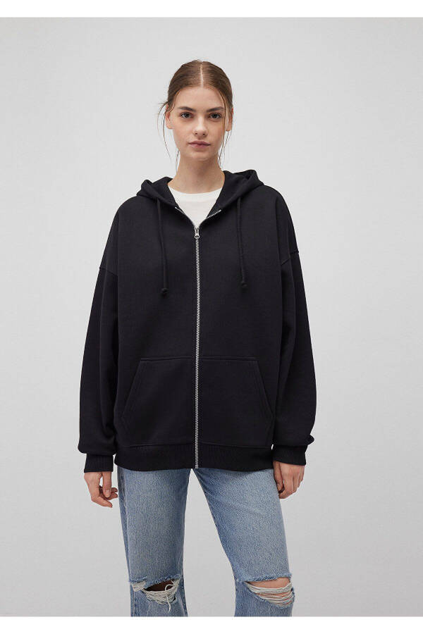 Black Hooded Zip Sweatshirt 1610221-900 - 3