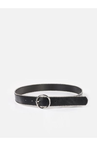 Black leather belt - 1