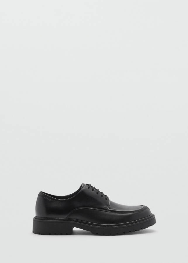 Black leather blucher shoes - 1